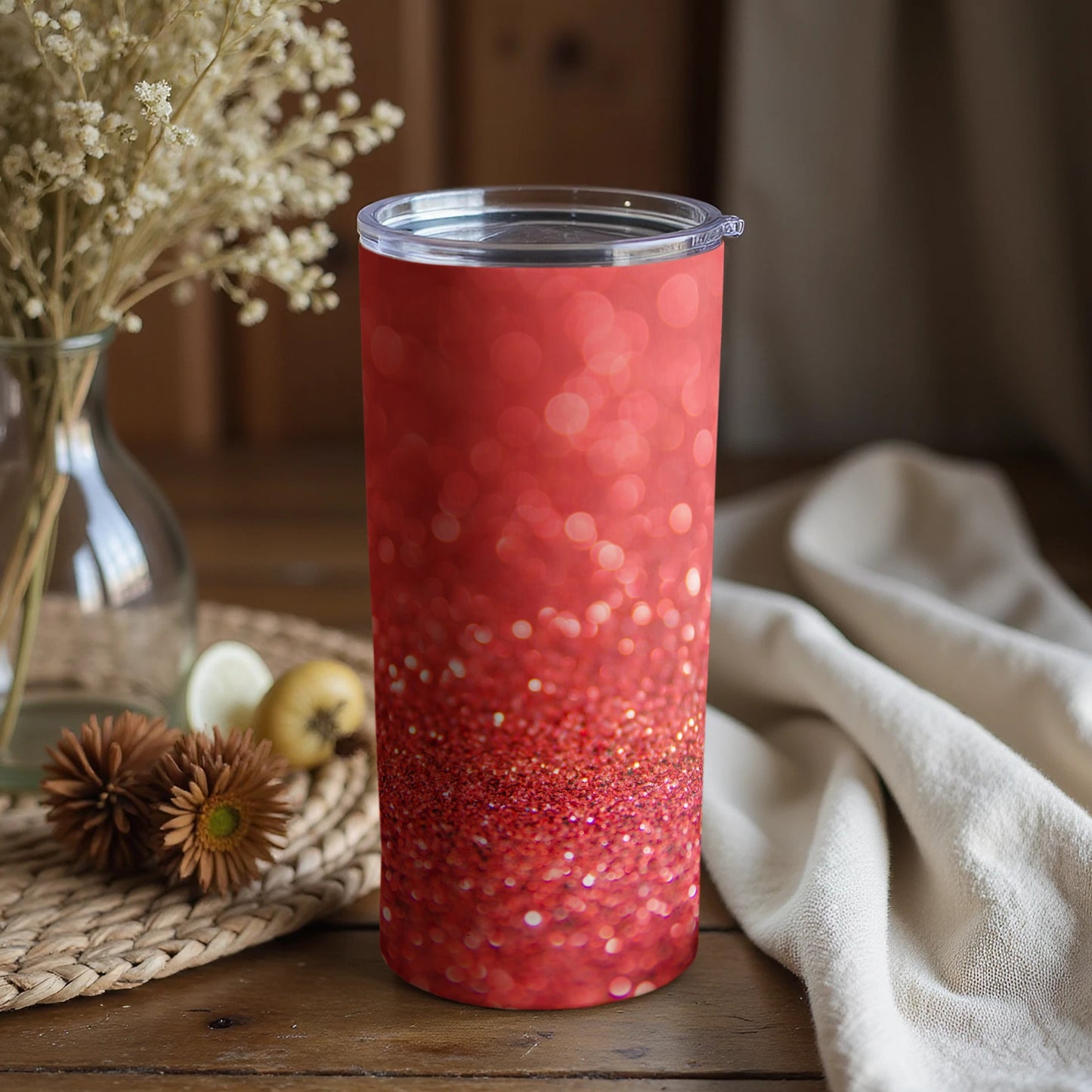 Sparkling Red Glimmer Tumbler for Everyday Use
