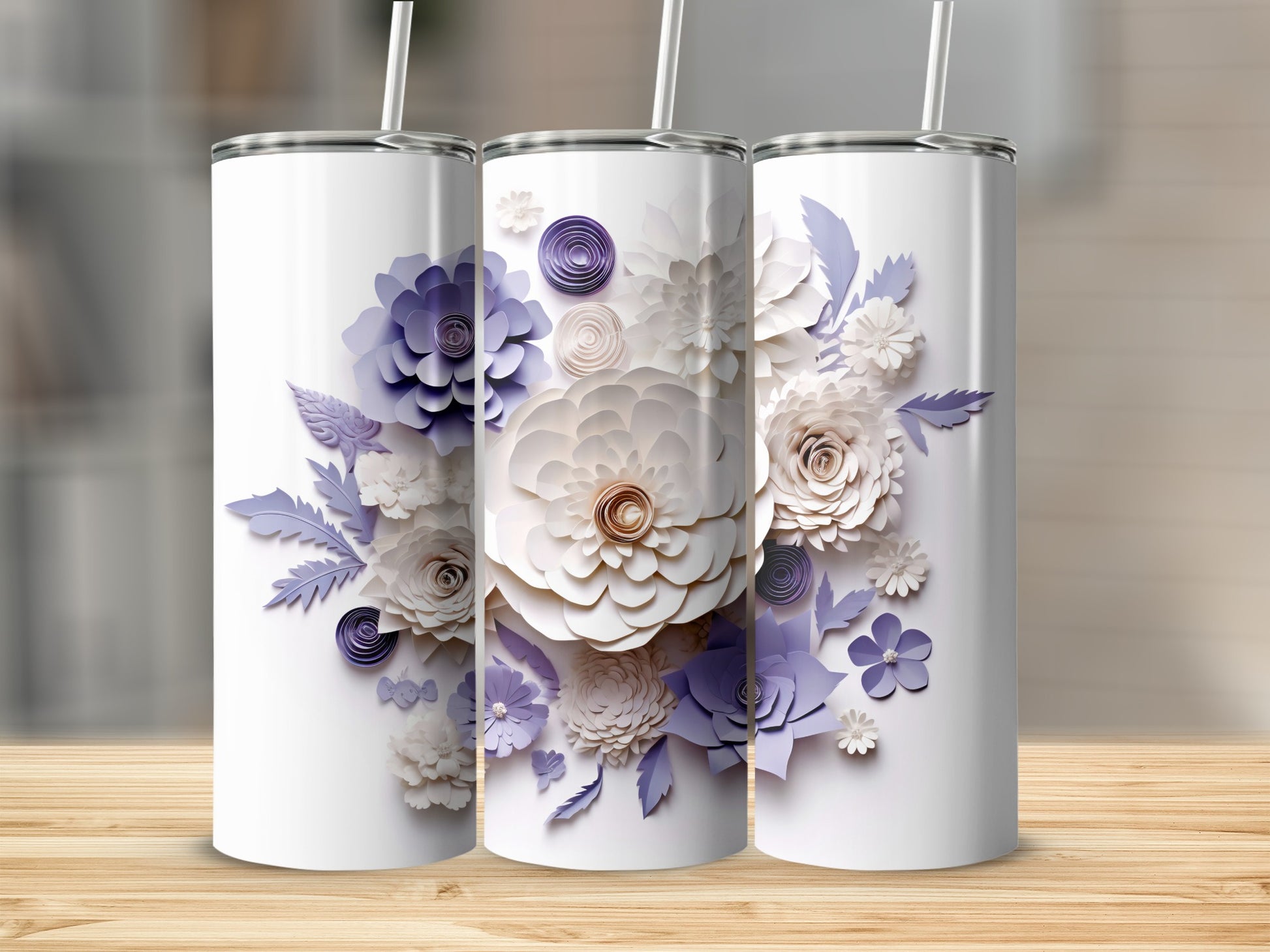 Elegant Floral Pattern Tall Skinny Tumbler Drinkware