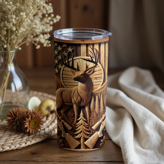 Rustic Deer and Forest Scene Art Insulated Tumbler