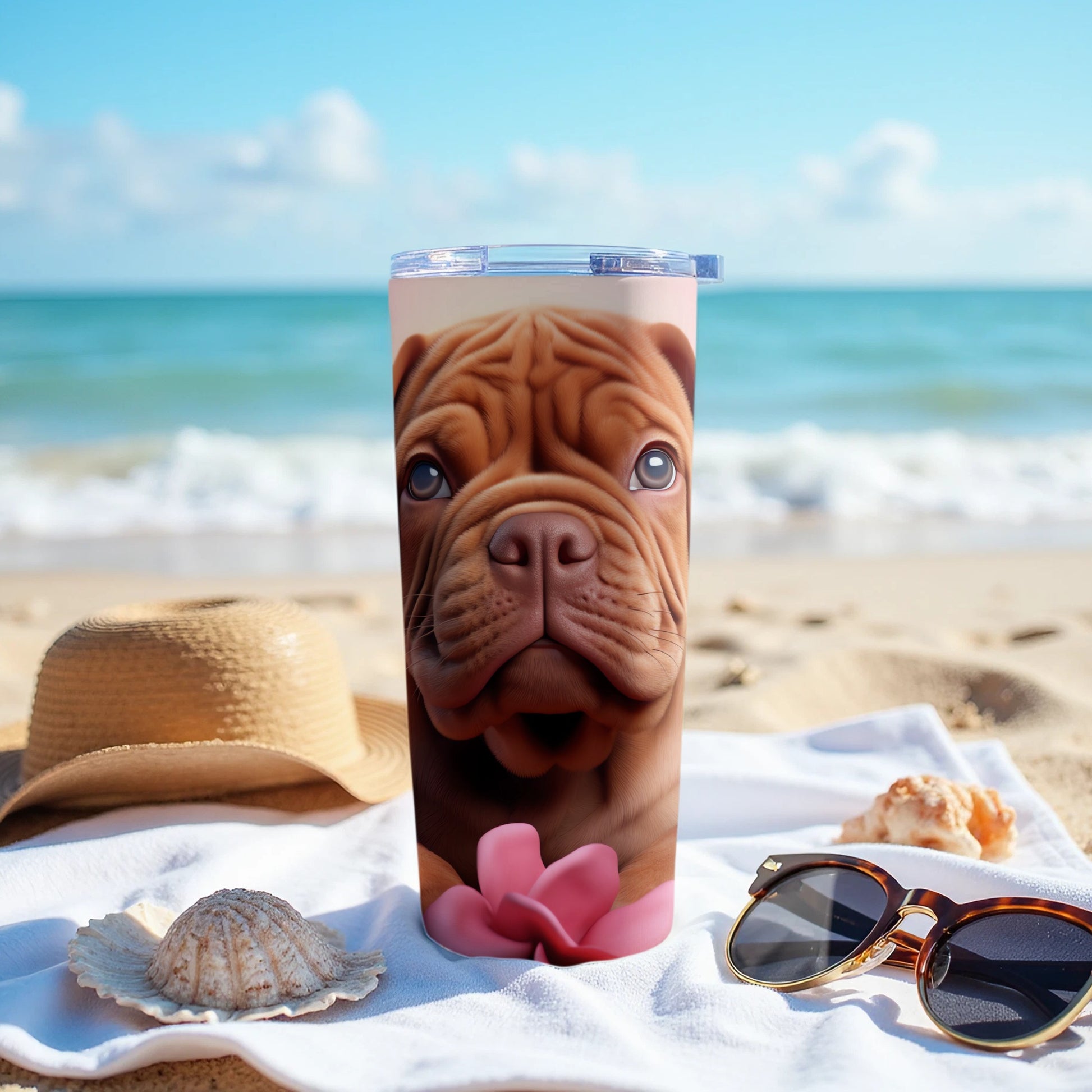 Cute Wrinkly Puppy Dog Tumbler Beach Drinkware product type