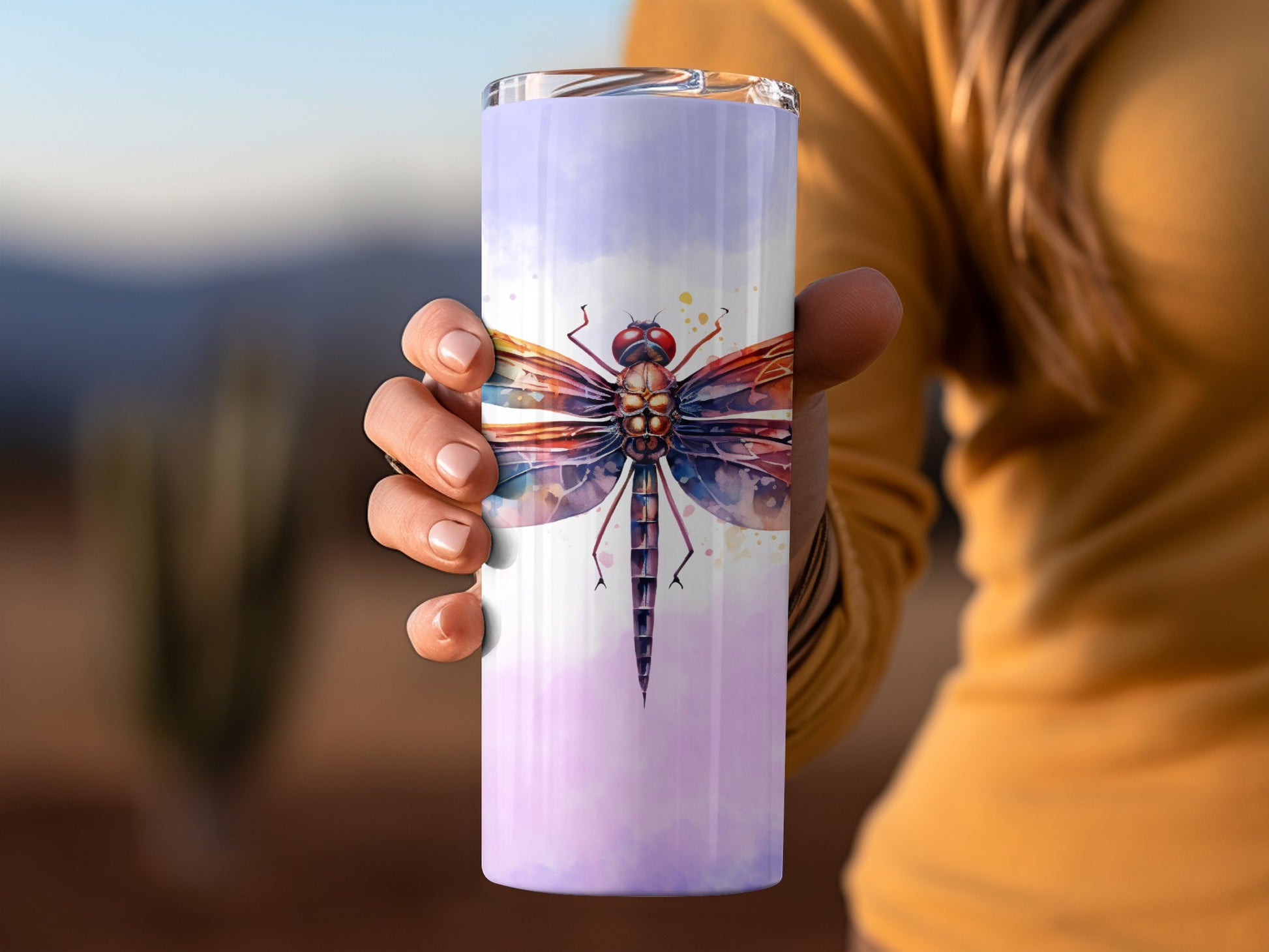 Vibrant Dragonfly Artwork Travel Mug 20oz Tumbler Cup