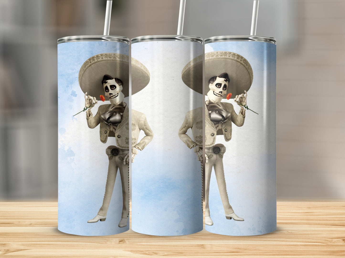 Skeleton Mariachi Character with Rose Tumbler
