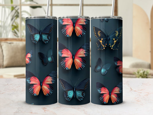 Colorful Butterfly Pattern Tumbler Vibrant Elegant Drinkware product type
