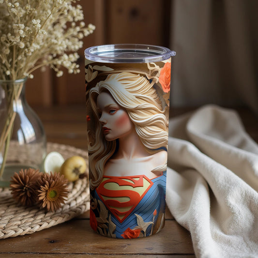 Superhero Girl Design Insulated Travel Tumbler