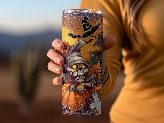 Halloween Witch and Skull Tumbler for Spooky Fun