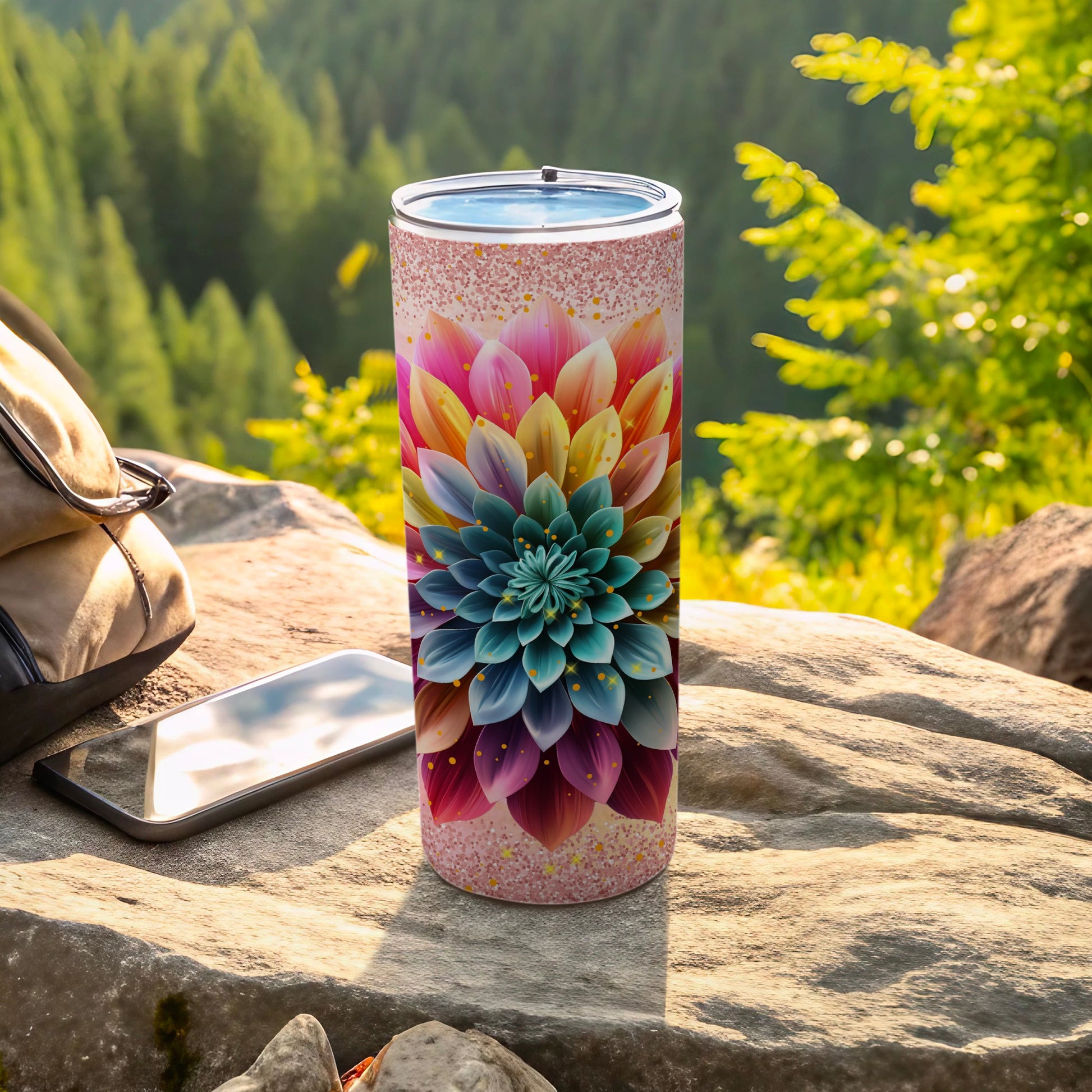 Vibrant Flower Design Tumbler for Outdoor Adventures
