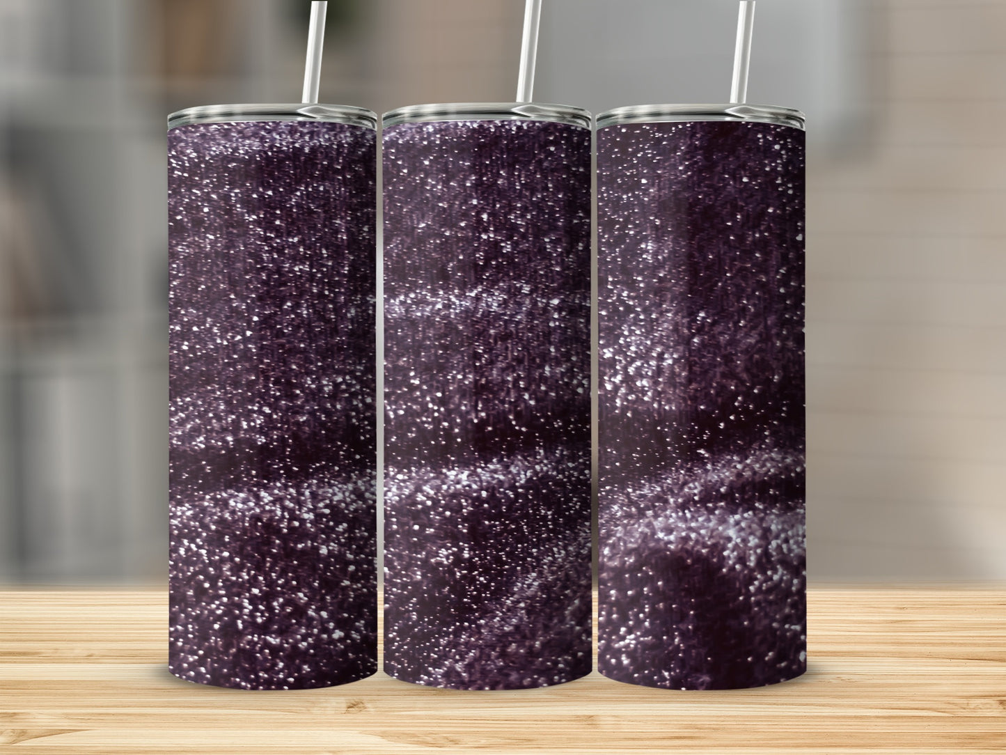 Sparkling Deep Purple Glitter Tumbler for a Sleek Look
