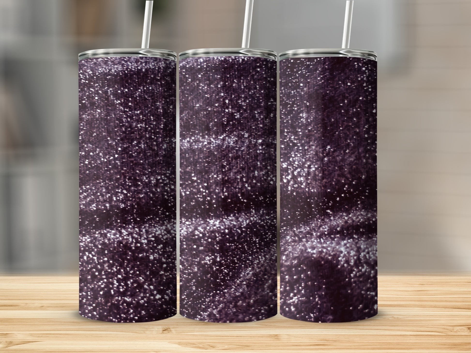 Sparkling Deep Purple Glitter Tumbler for a Sleek Look