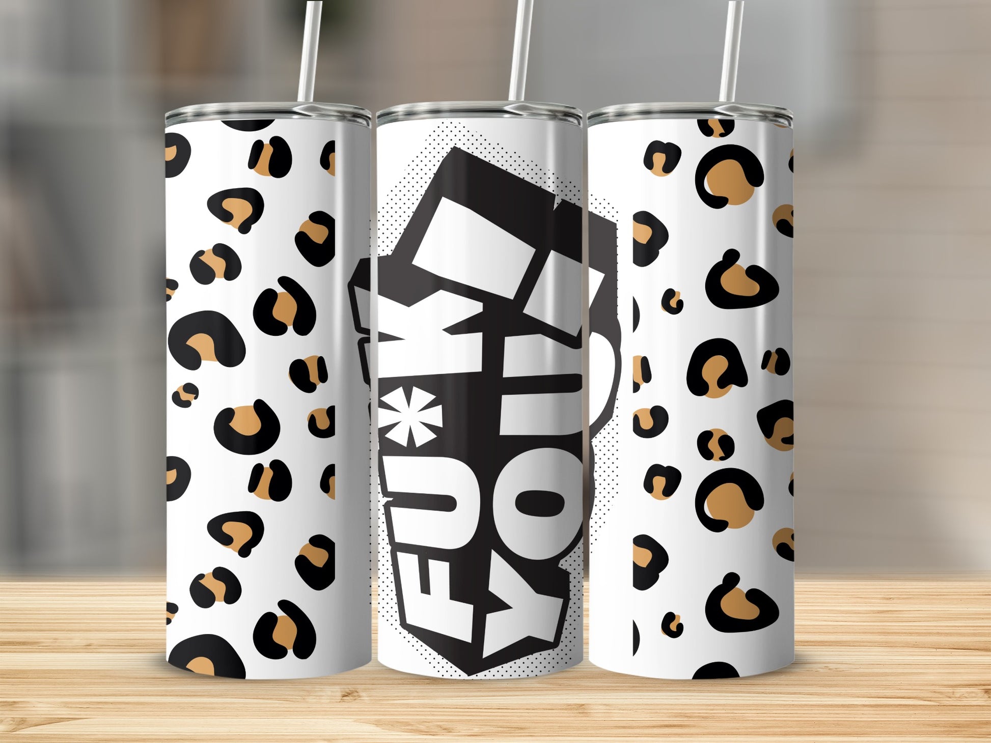 Leopard Print and Bold Typography Tumbler Design