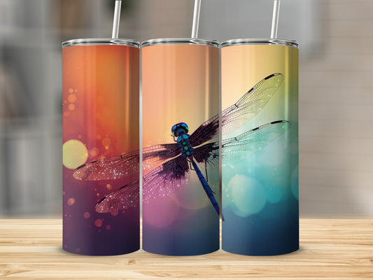 Colorful Dragonfly Design Insulated Tumbler Cup