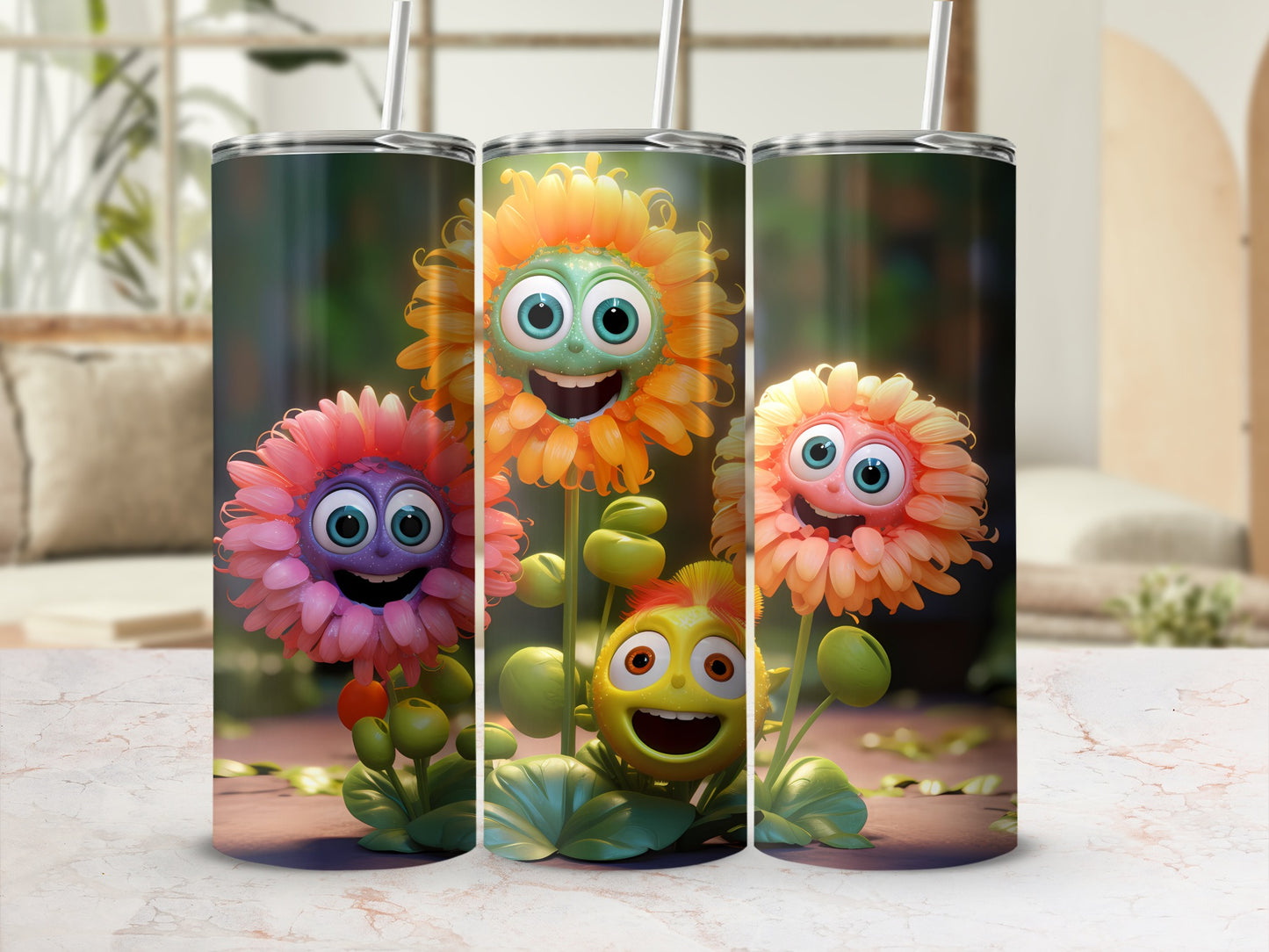 Joyful Animated Floral Creatures Vibrant Happy Flowers product type