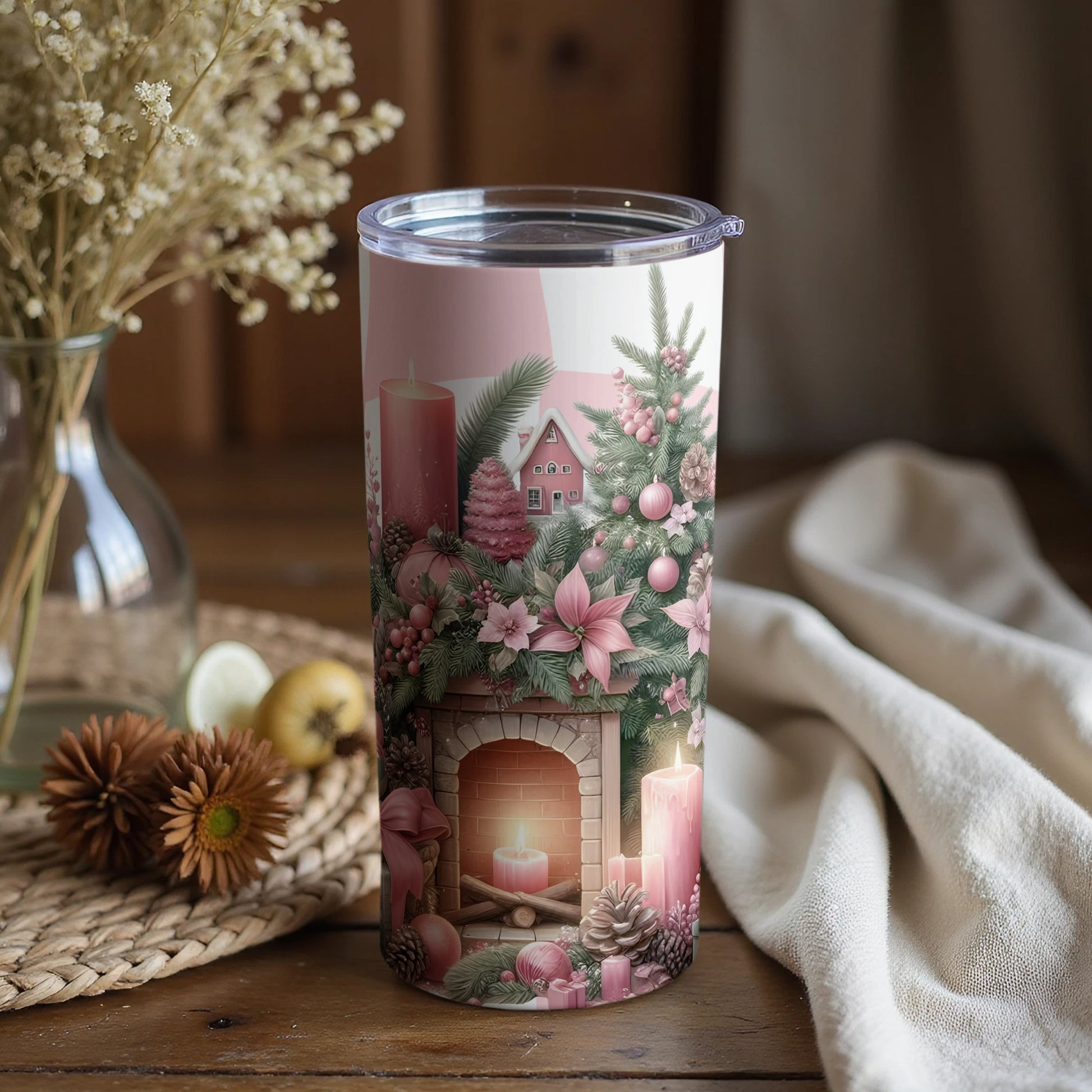 Festive Christmas Scene Insulated Tumbler Perfect for Holidays