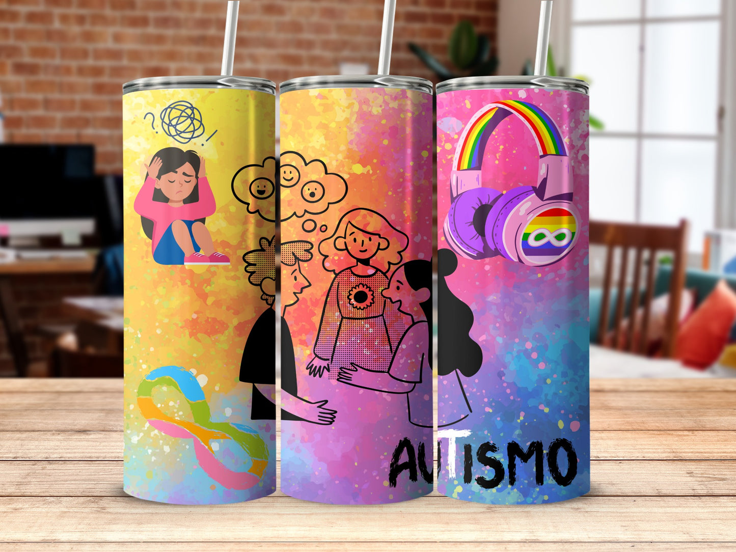 Colorful Autism Awareness Tumbler with Unique Designs