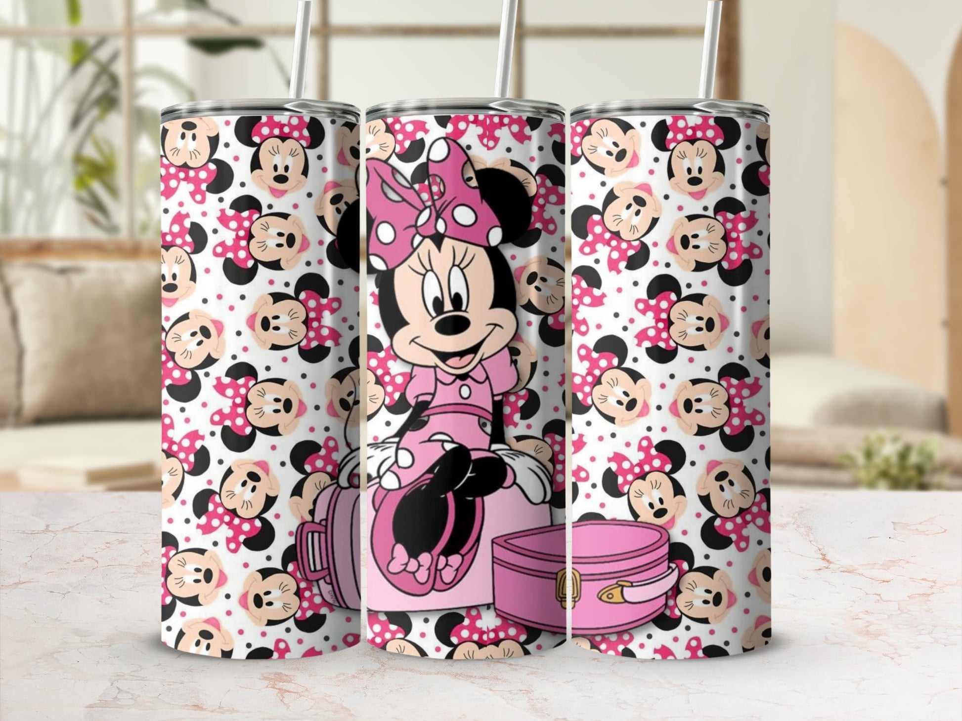 Minnie Mouse Pink Dotted Design Custom Tumbler