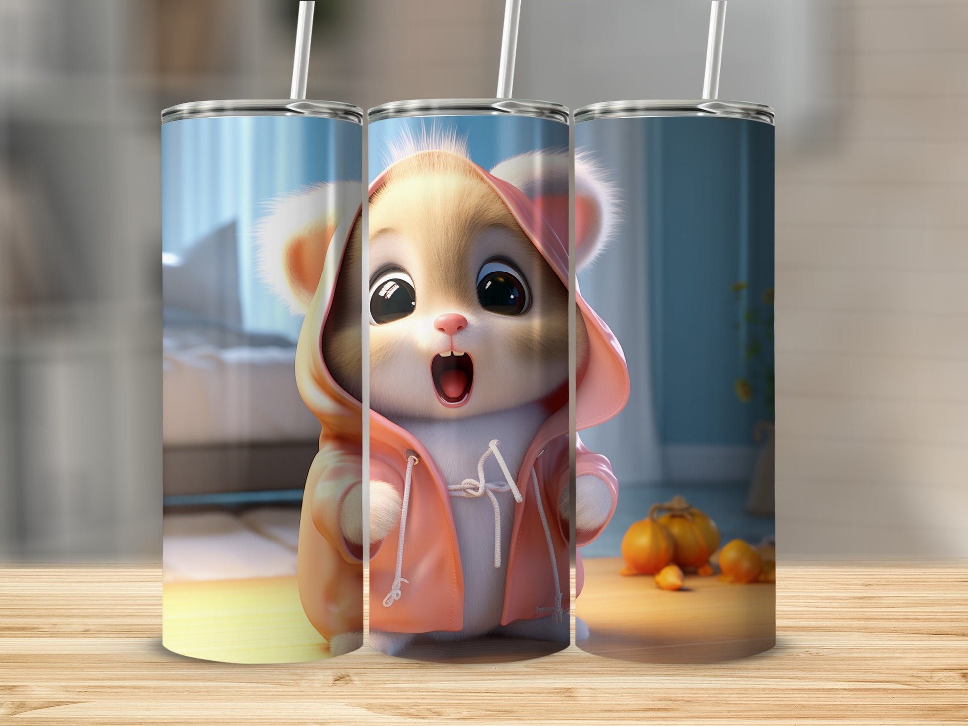 Cute Cartoon Animal Hoodie Design Tumbler