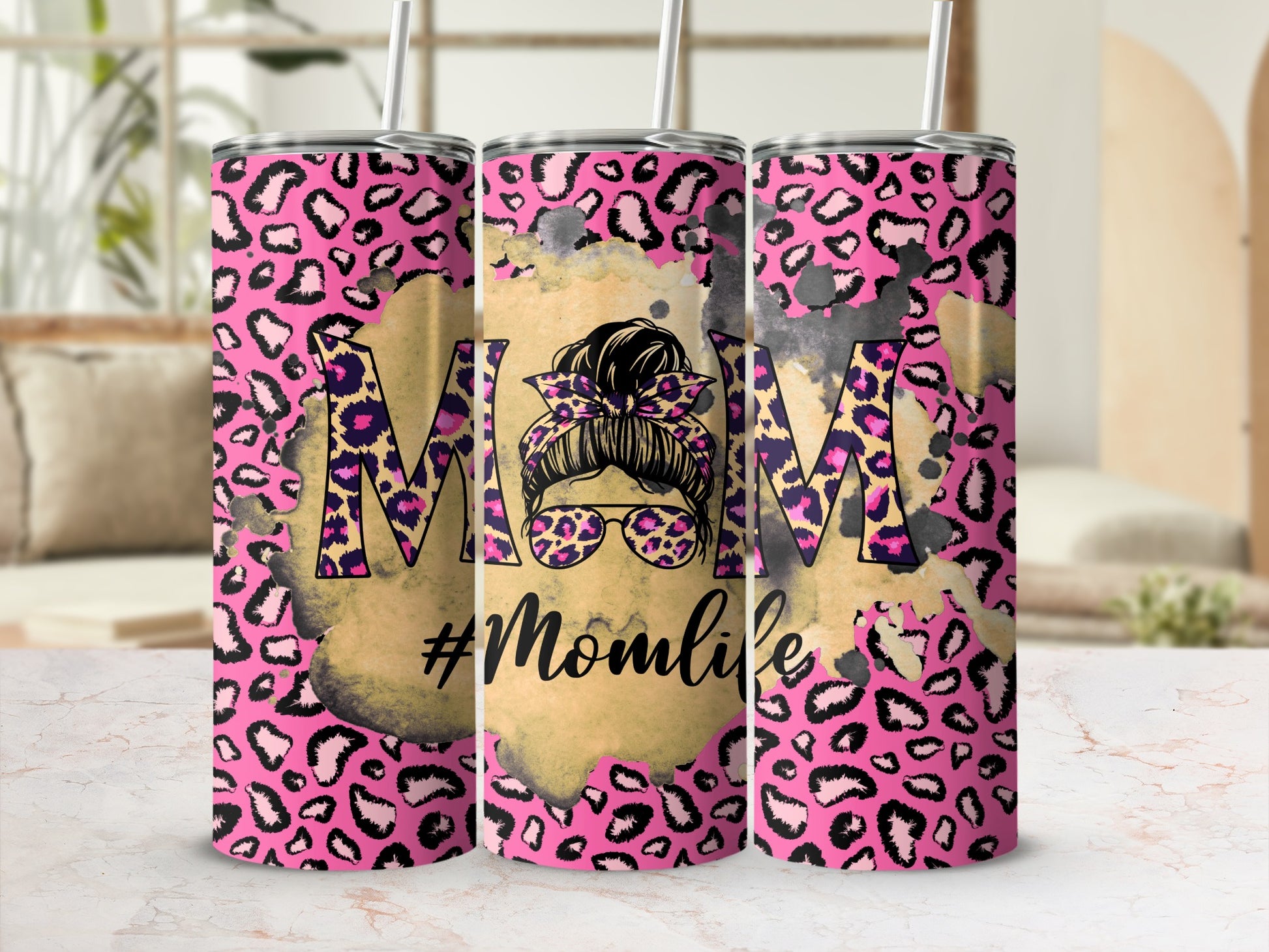 Pink Leopard Print #Momlife Tumbler For Busy Moms