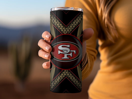 San Francisco 49ers Logo Gold Grid Accent Tumblers
