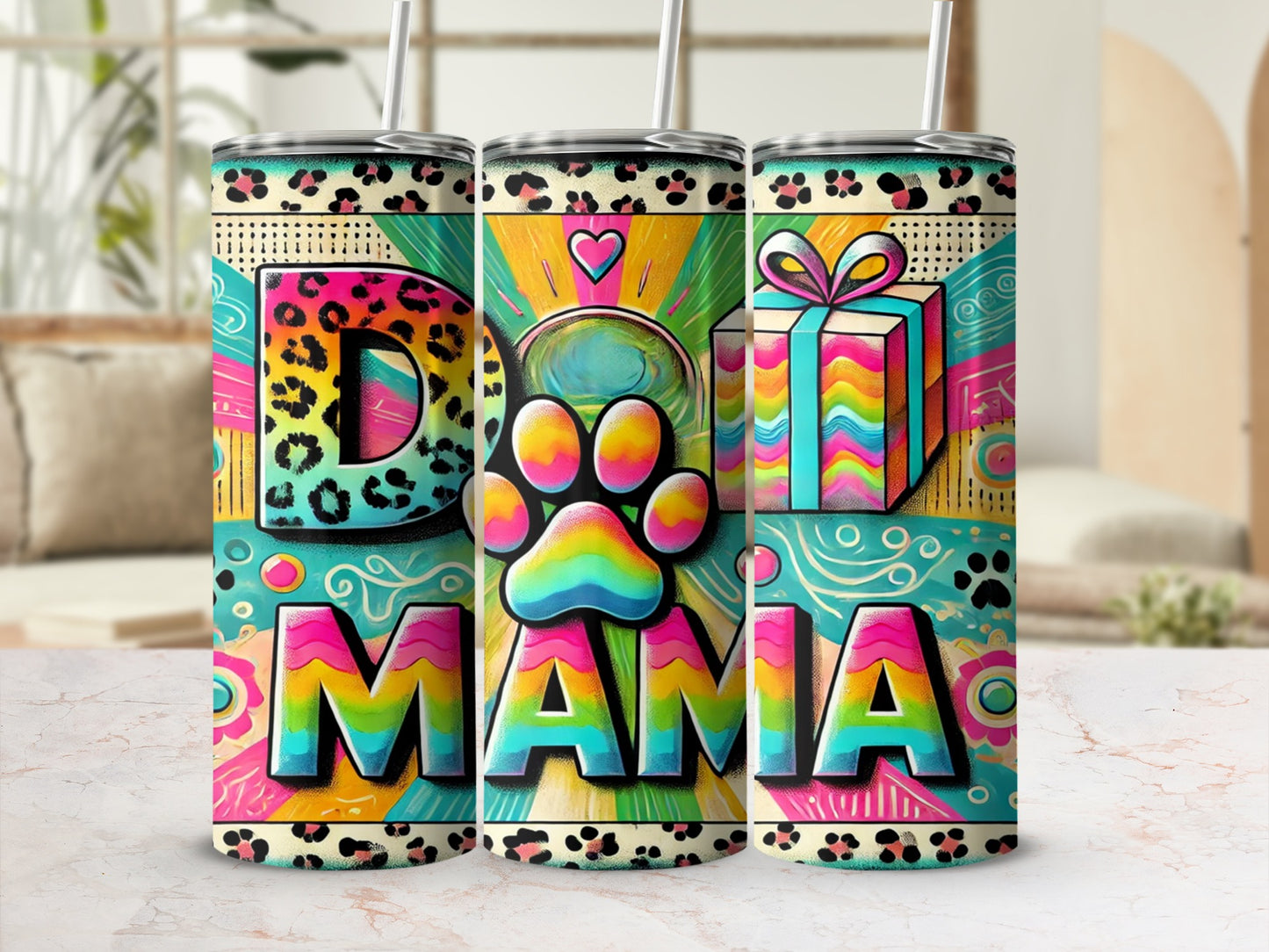 Colorful Dog Mama Gift Tumbler for Pet Lovers