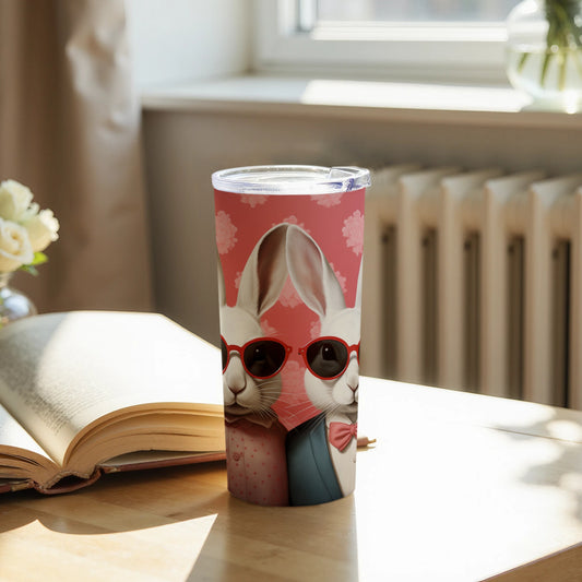 Cute Bunnies with Sunglasses Tumbler for Coffee and Tea