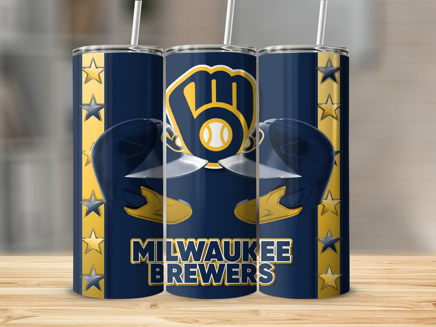 Milwaukee Brewers Helmets Stars Design Team Tumblers