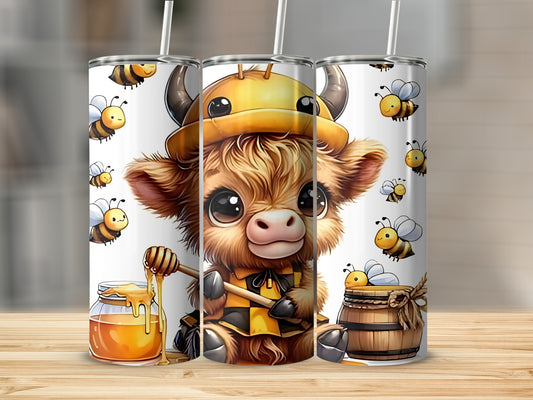 Cute Highland Cow with Bees and Honey Design product