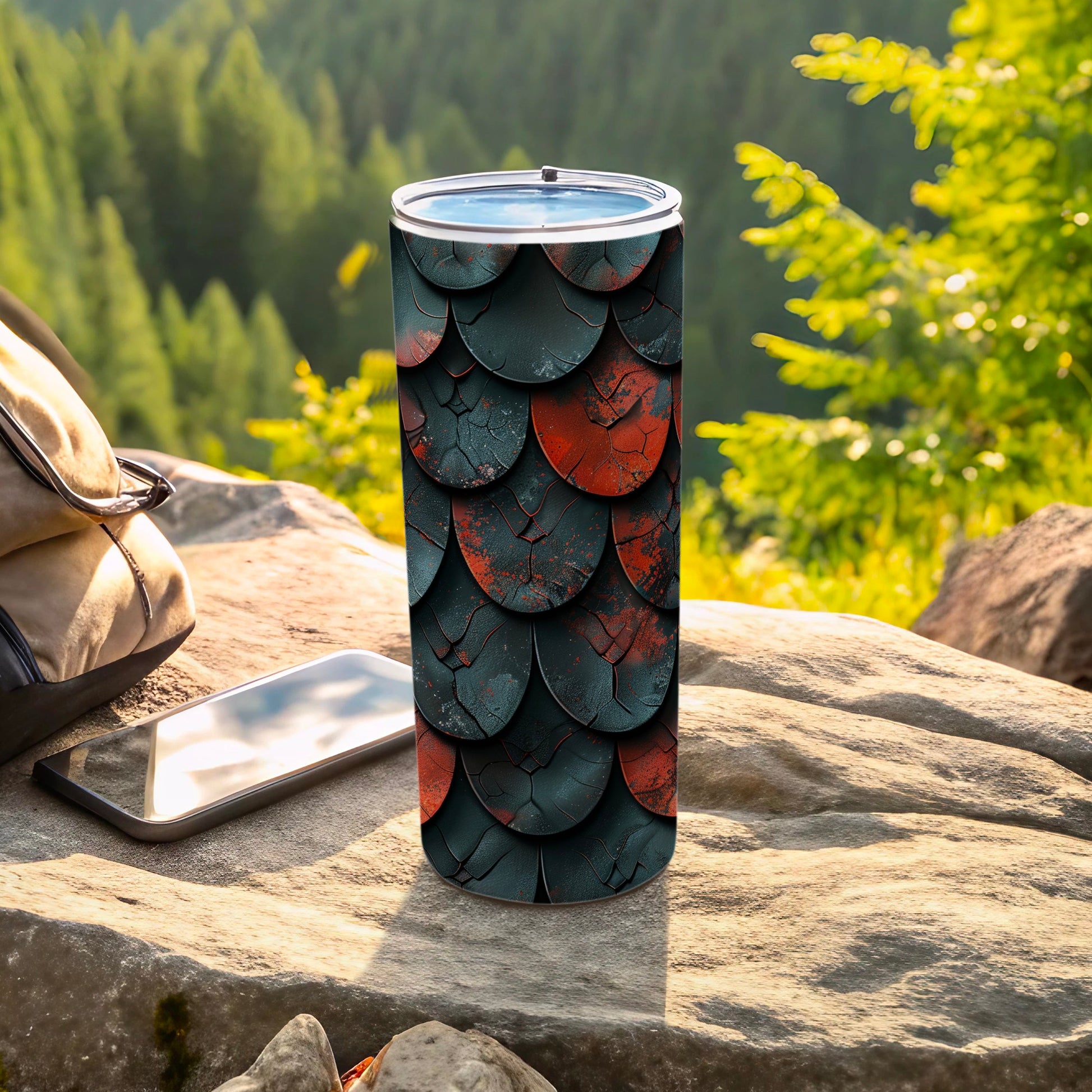 Dark Red Dragon Scales Patterned Tumbler Product Type
Tumbler, Dragon scale, Scale pattern, Dark design, Red accents, Fantasy theme, Reptilian, Distressed, Grunge art, Unique tumbler, Drinkware, Travel mug, Insulated cup, Outdoor gear, Adventure style, Gift idea, Cool pattern, Mythical creature, Scales art, Beverage container