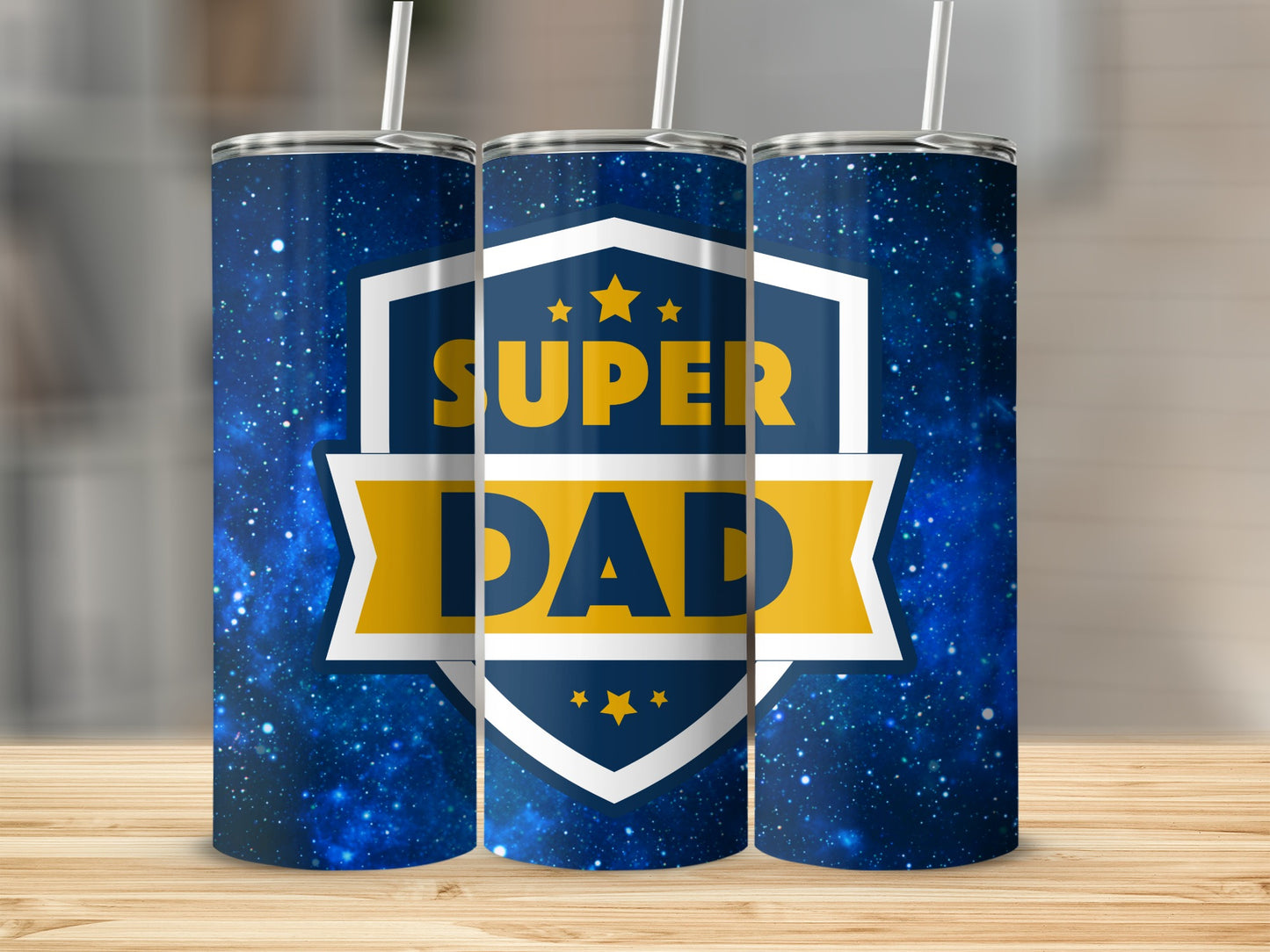 Super Dad Blue Starry Night Design Tumbler Product