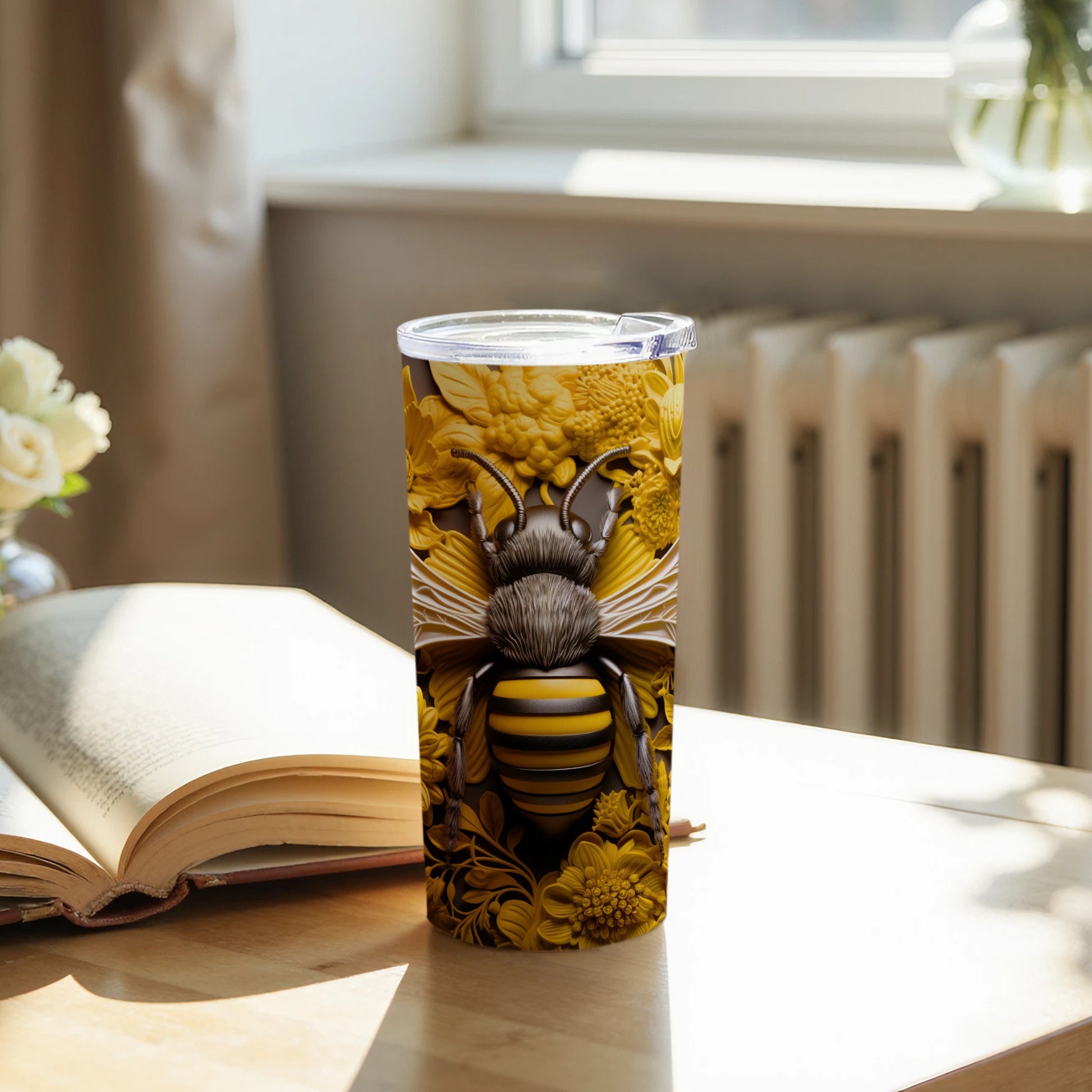 Detailed Honeybee Flower Sculpted Design Tumbler product type
Bee
Honeybee
Bumblebee
FloralDesign
FlowerPattern
YellowFlowers
NatureInspired
InsectArt
GardenTheme
WildlifeDesign
TumblerCup
InsulatedTumbler
Drinkware
BeverageHolder
UniqueGift
BeeLover
SummerVibes
GraphicDesign
CustomTumbler
GoldAccents