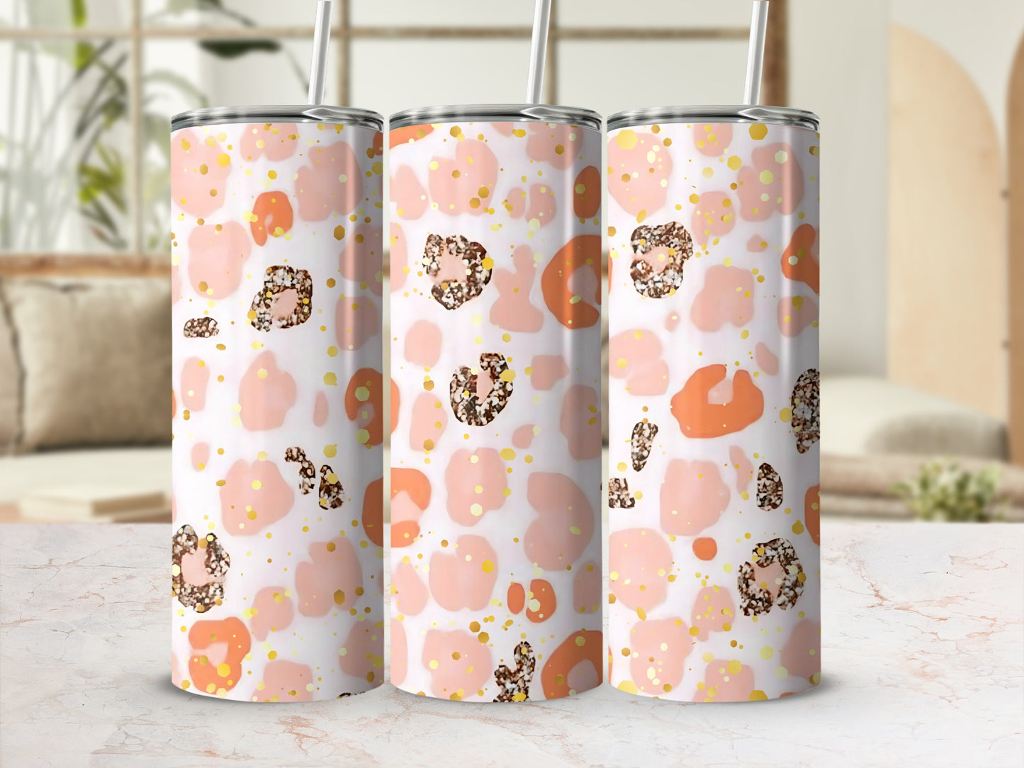 Abstract Pastel Dot and Leopard Print Tumblers
