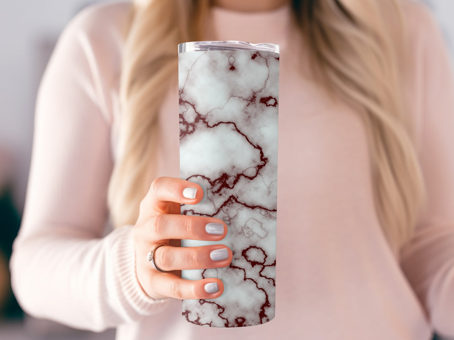 White Veined Red Marble Design Pattern Style Texture Tumblers