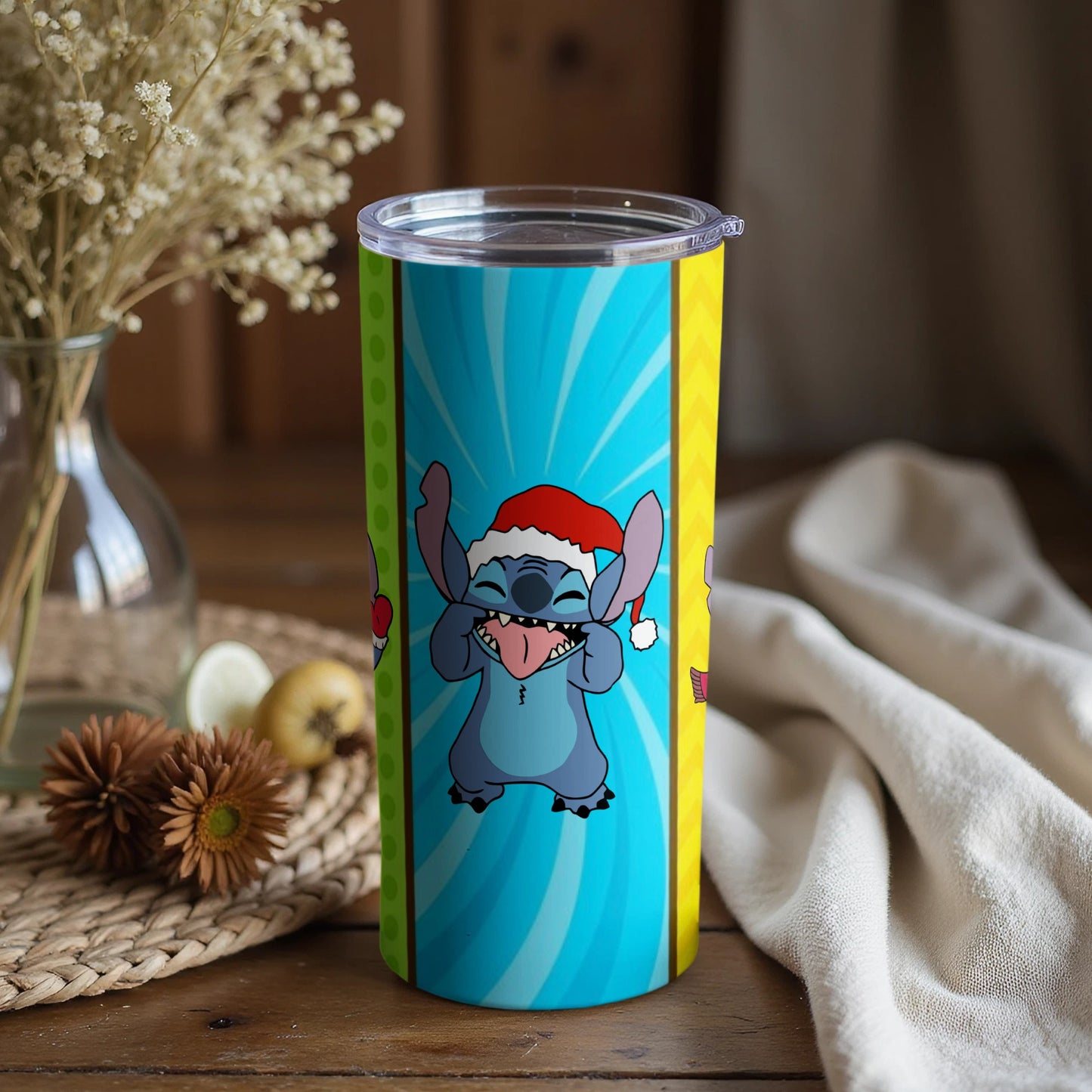 Festive Lilo and Stitch Holiday Travel Mug Design