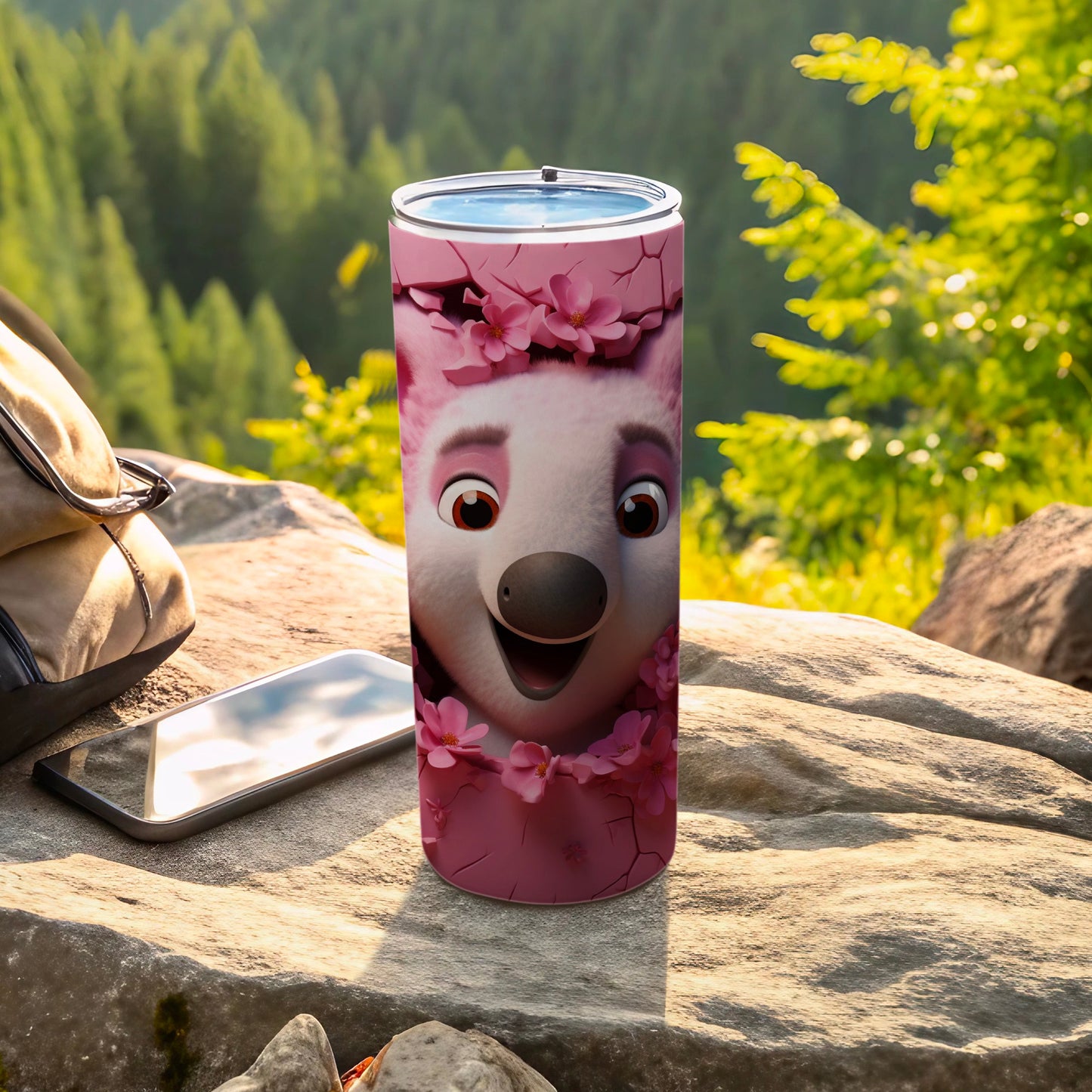 Adorable Pink Flower Crown Creature Tumbler product type
Tumbler
Pink tumbler
Cute animal
Cartoon character
Floral design
Flower crown
Happy creature
Koala inspired
Blossom art
Portable cup
Drinkware
Unique design
Gift idea
Outdoor accessory
Smiling face
Whimsical
Custom tumbler
Graphic print
Travel mug
Pink flowers