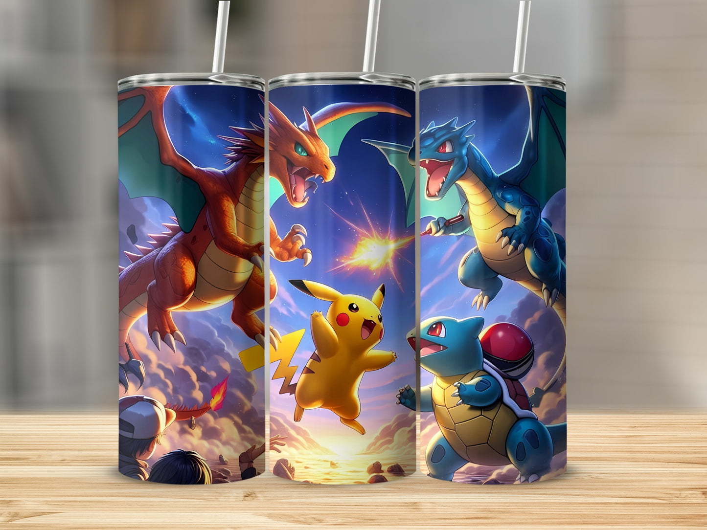 Charizard and Pikachu Battle Scene Tumbler Product