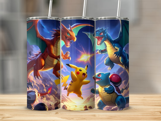 Charizard and Pikachu Battle Scene Tumbler Product