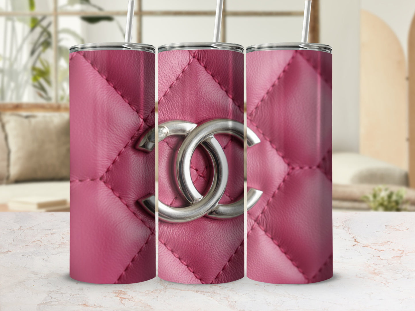 Pink Quilted Design with Iconic Logo Tumblers