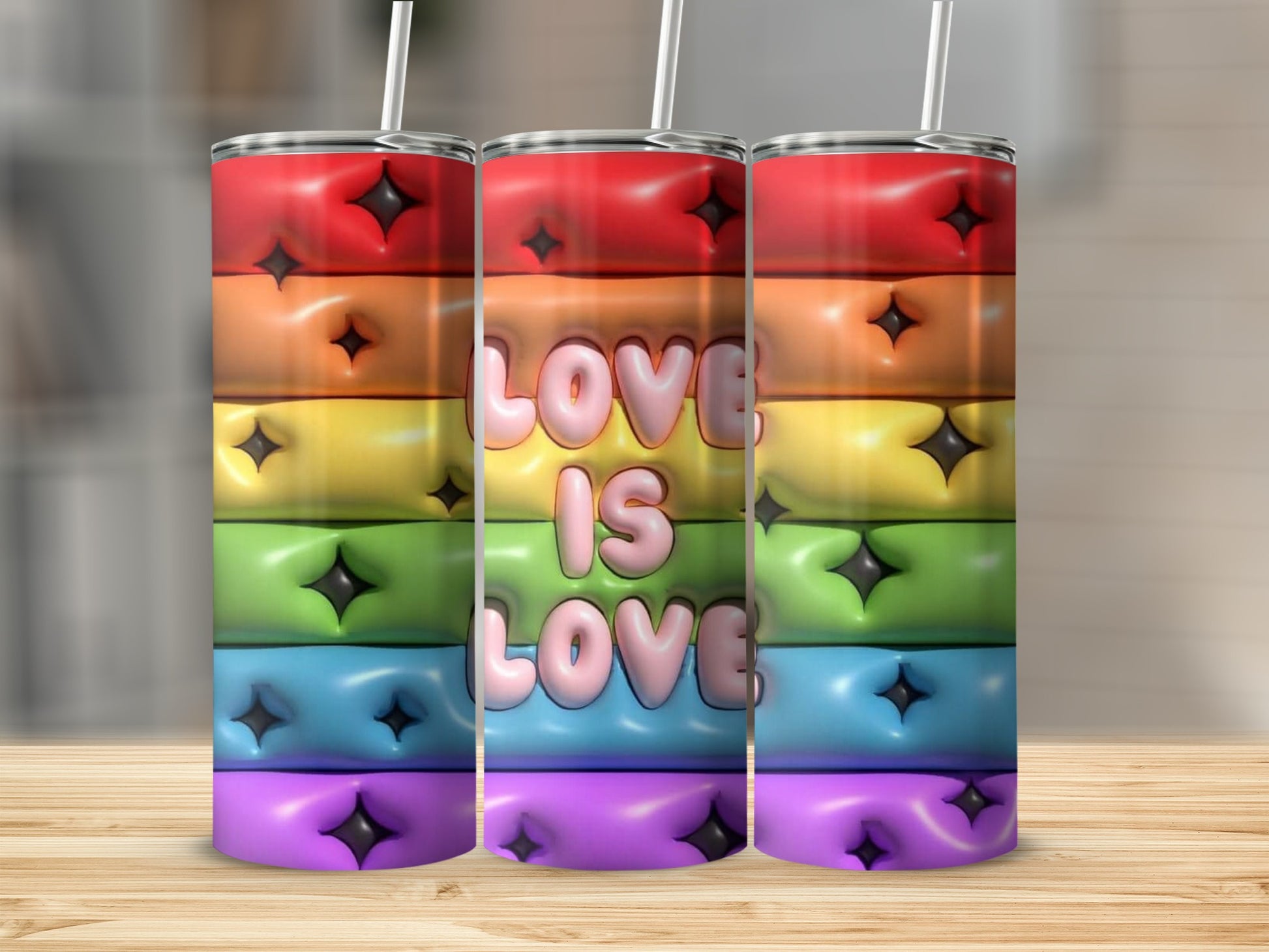 Colorful Love Is Love Rainbow Tumbler without product type