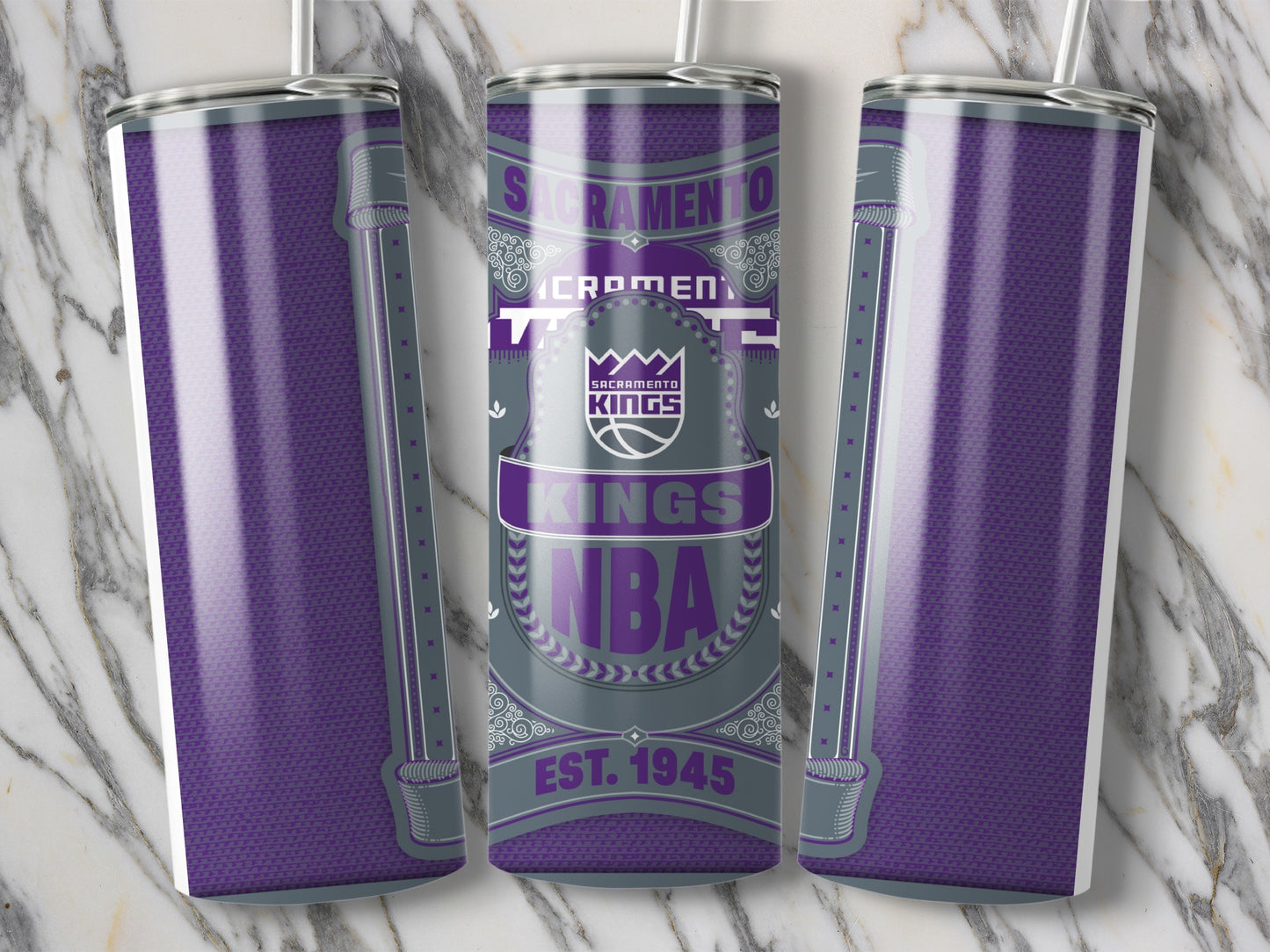 Sacramento Kings NBA Est. 1945 Graphic Design Tumbler