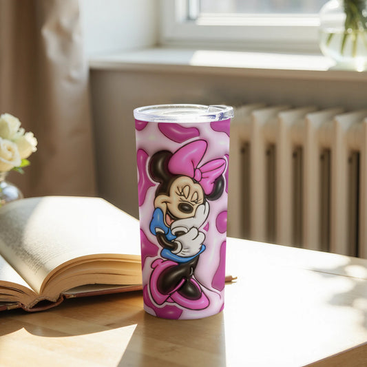 Minnie Mouse Pink Heart Background Tumbler