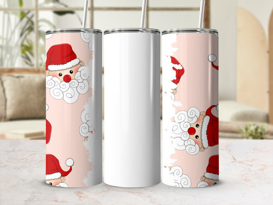 Cute Santa Pattern Pink Skinny Tumbler Christmas Gift