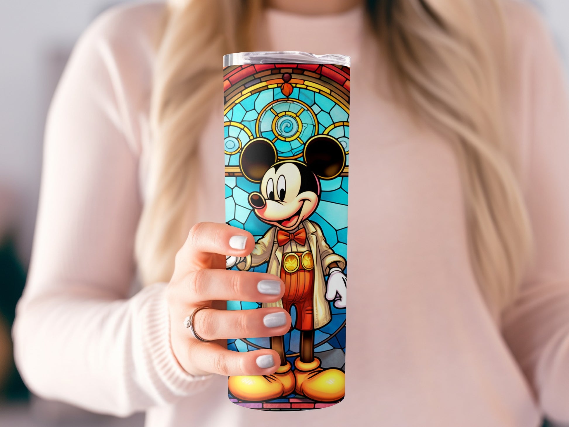 Colorful Mickey Mouse Stained Glass Style Tumbler