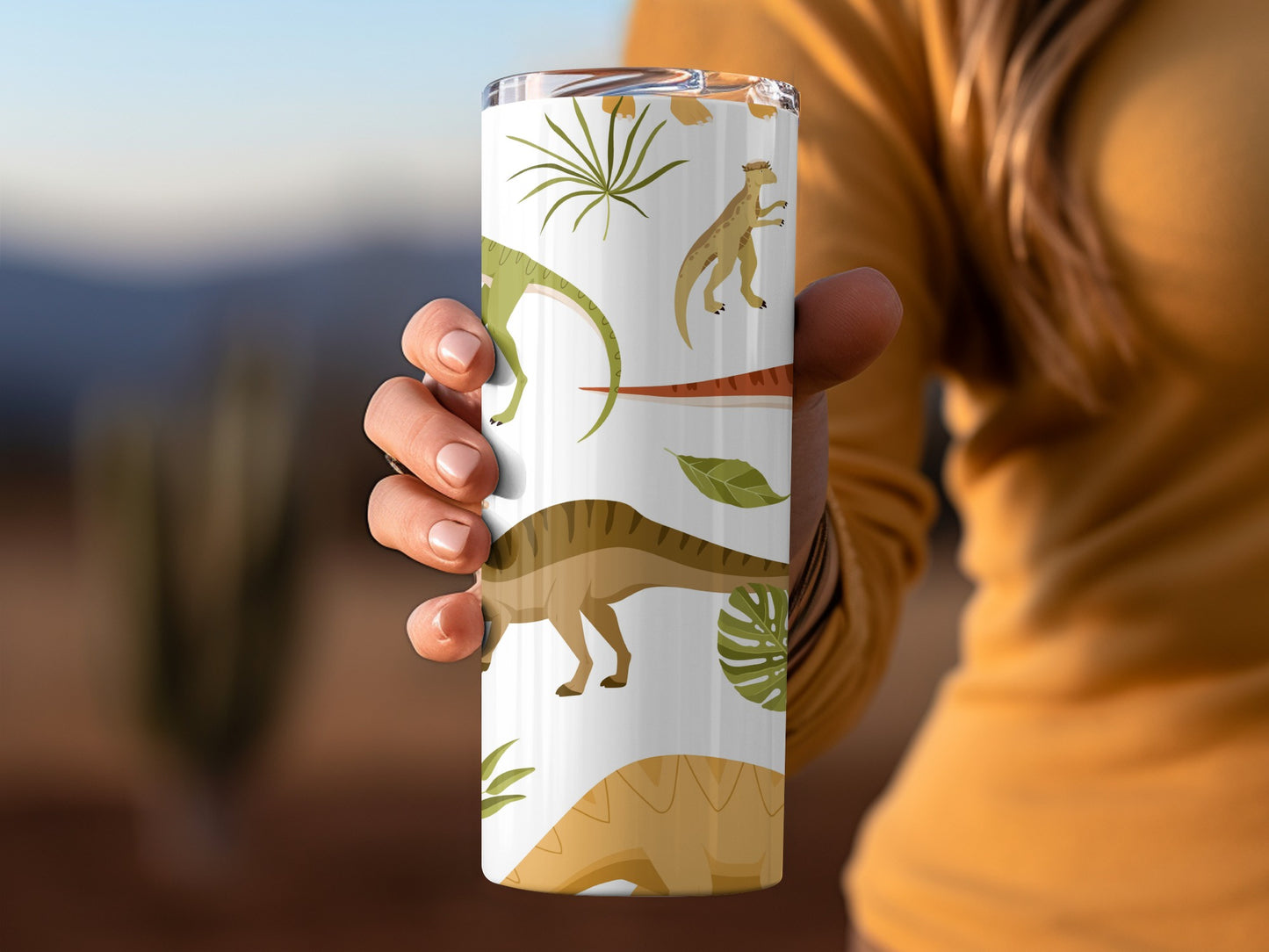 Dinosaur Pattern Travel Tumbler for Kids and Adults