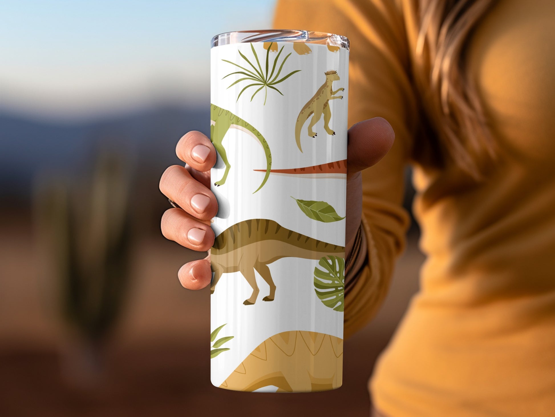 Dinosaur Pattern Travel Tumbler for Kids and Adults
