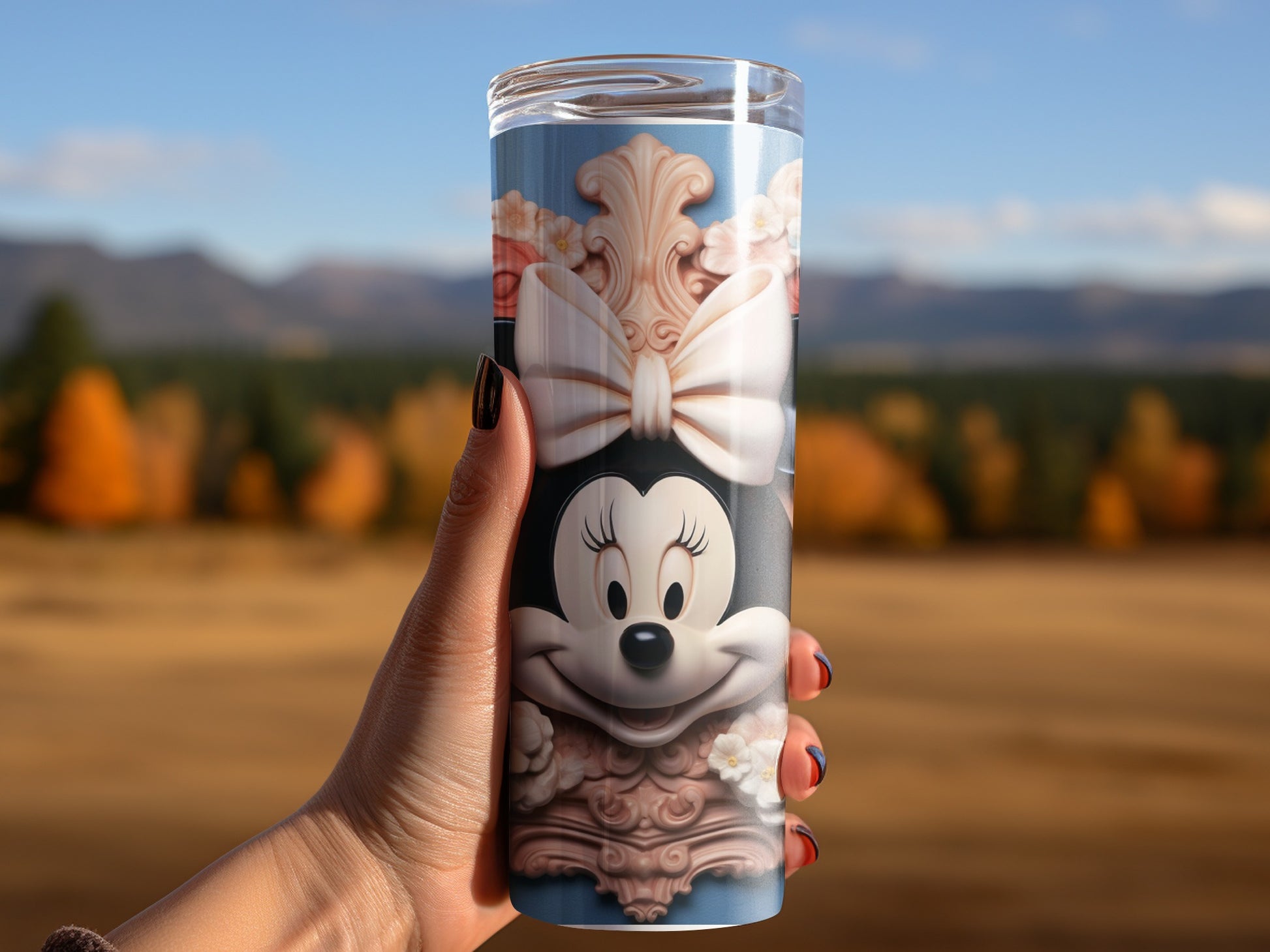 Disney Character Floral Design Travel Tumbler
