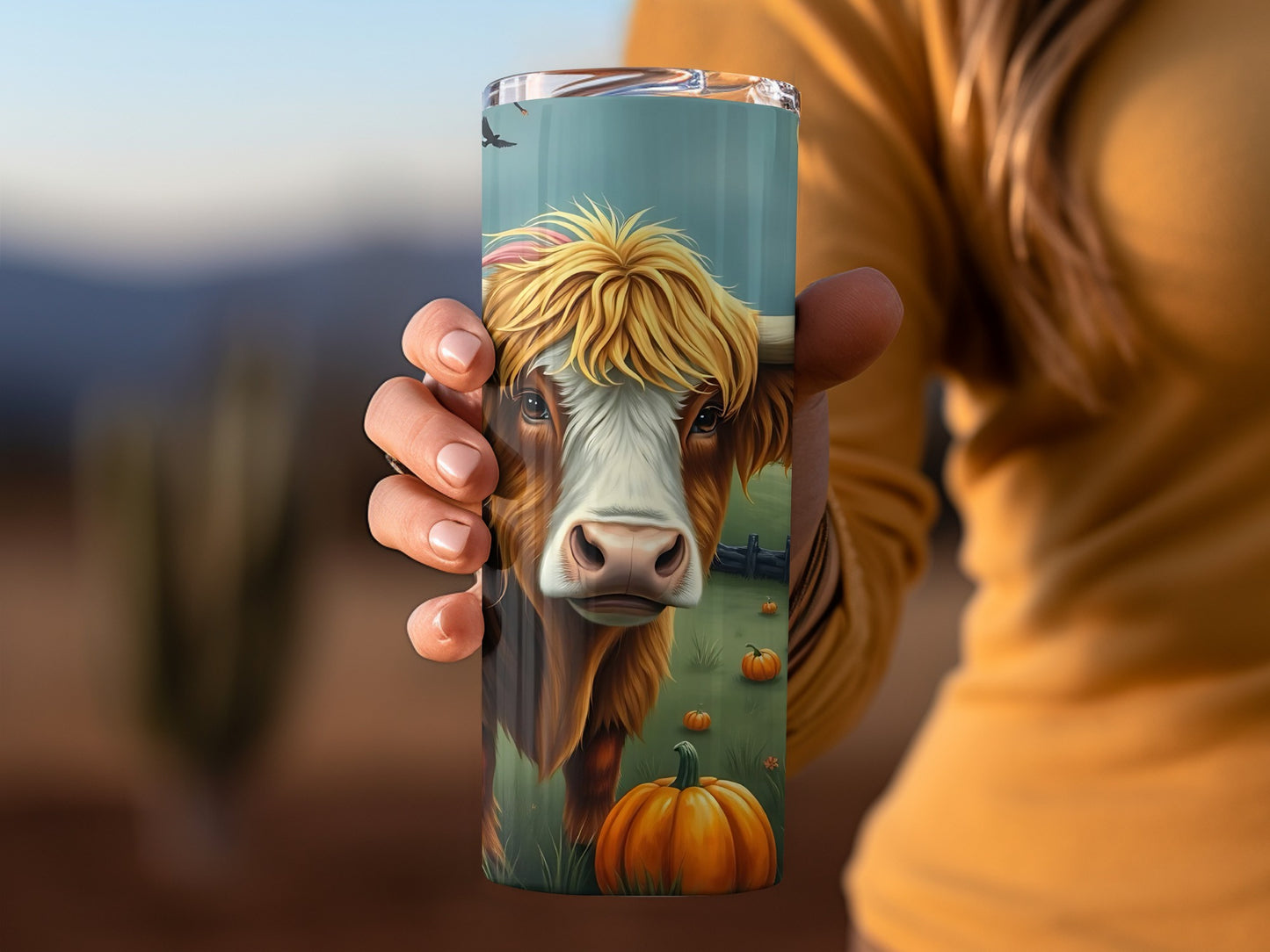 Highland Cow and Pumpkin Themed Tumbler Product