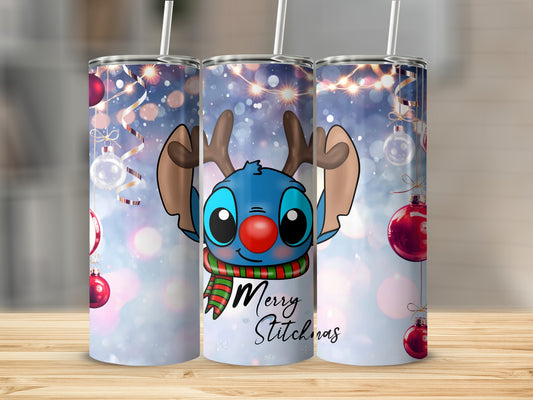 Festive Stitch Christmas Tumbler With Antlers Design