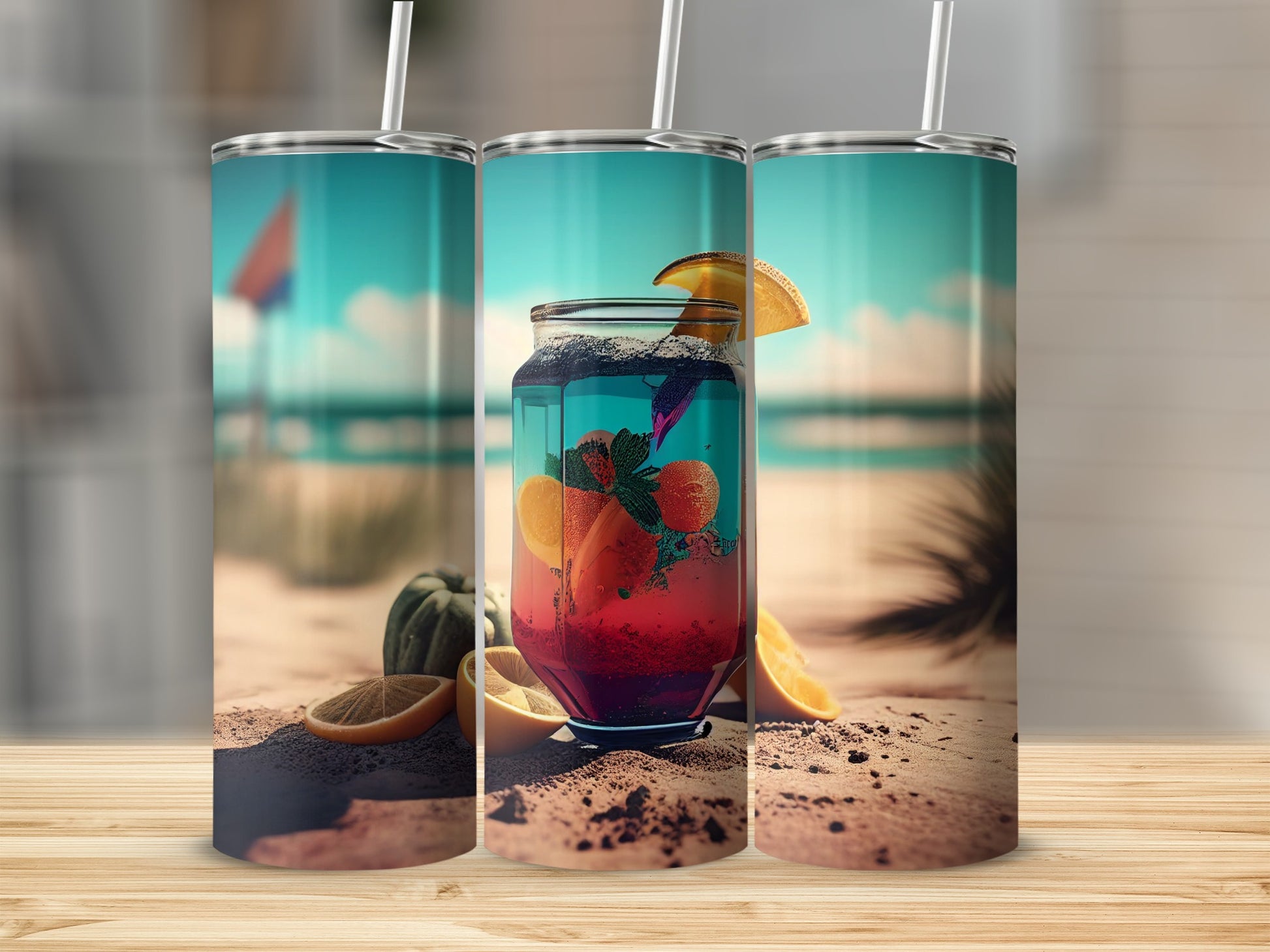 Stunning Beach Scene Artwork Tumbler Design