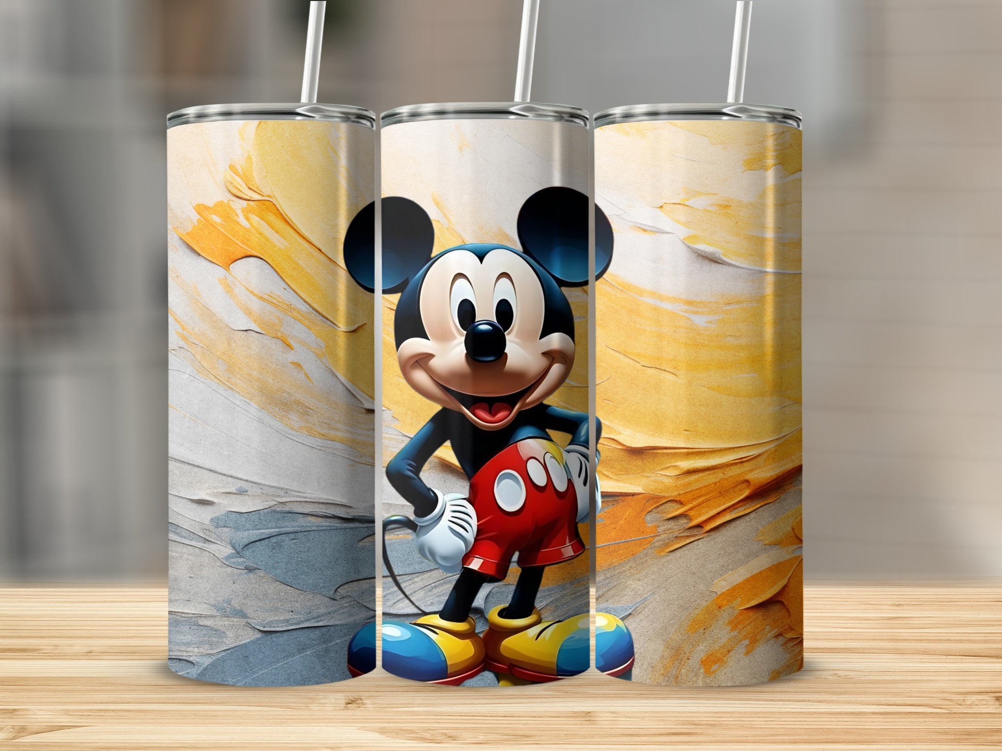 Colorful Mickey Mouse Tumbler with Abstract Design Tumbler