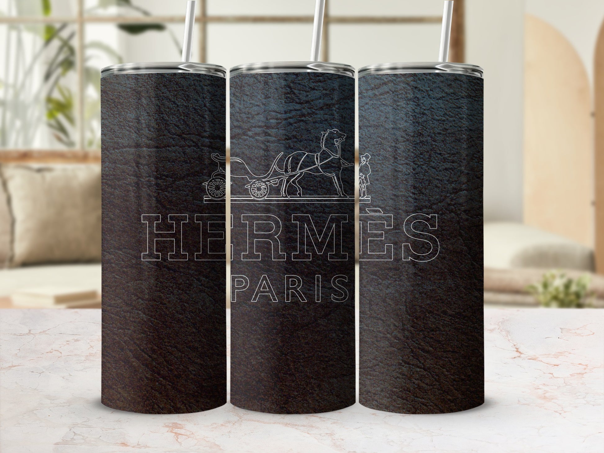 Elegant Hermès Paris Insulated Drinkware Tumbler Cup