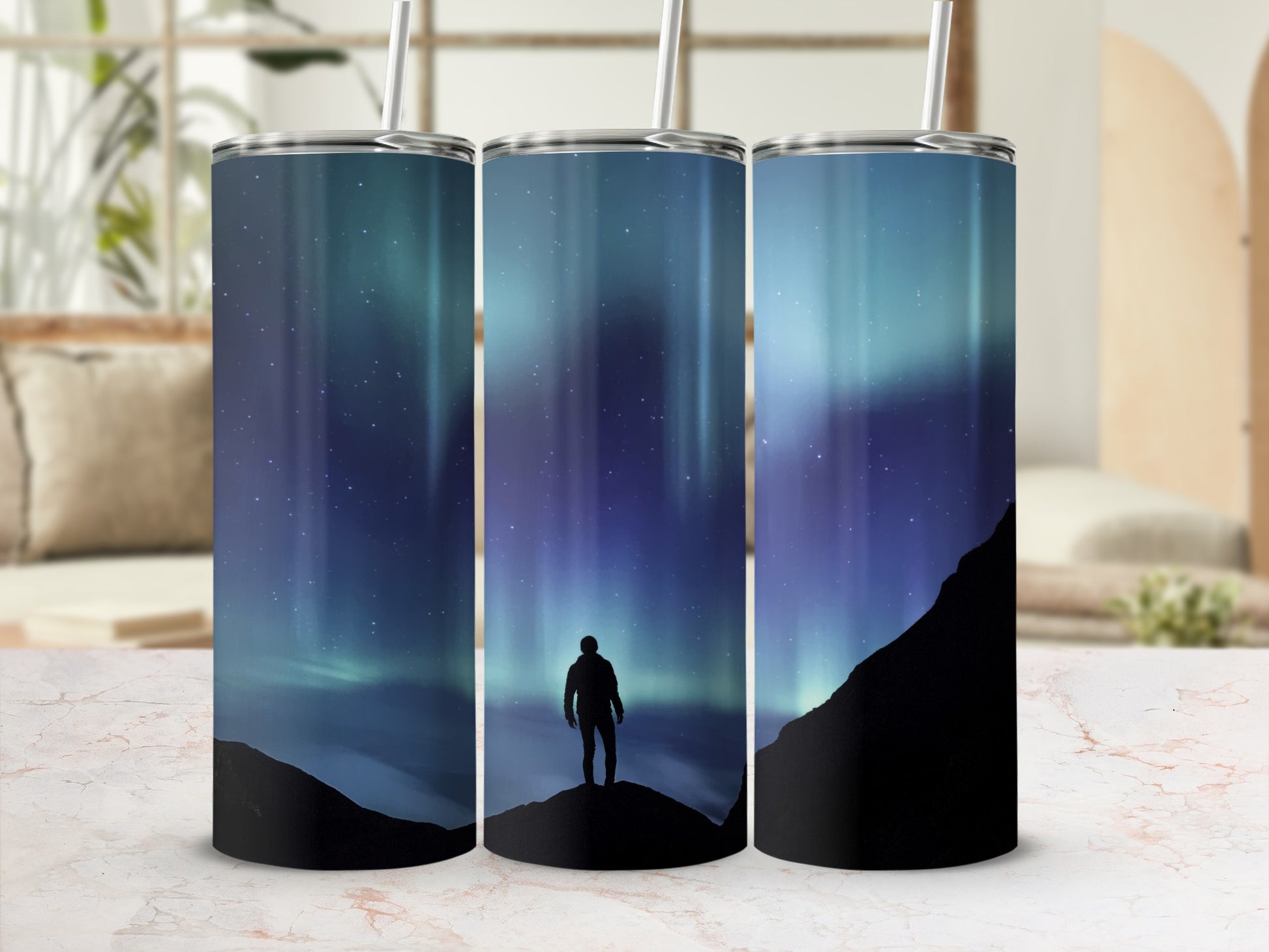 Starry Night Sky with Aurora Tumbler Drinkware
