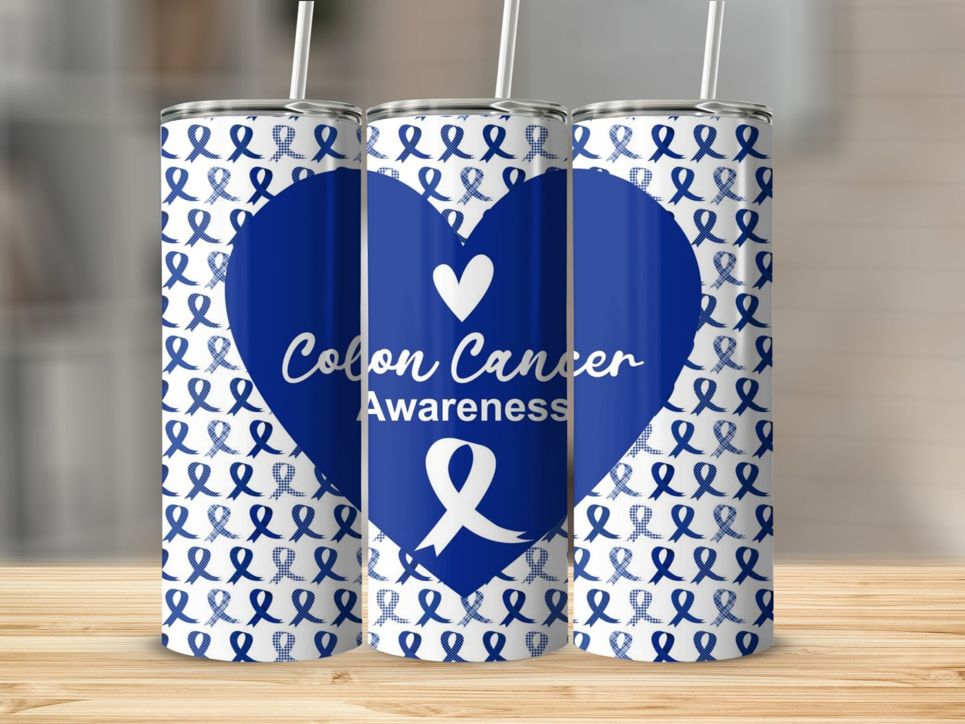 Colon Cancer Awareness Blue Ribbon Tumbler